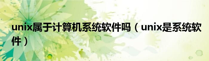 unix属于计算机系统软件吗（unix是系统软件）