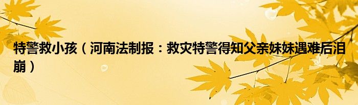 特警救小孩（河南法制报：救灾特警得知父亲妹妹遇难后泪崩）