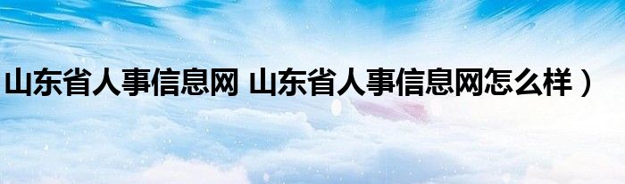 山东省人事信息网 山东省人事信息网怎么样）