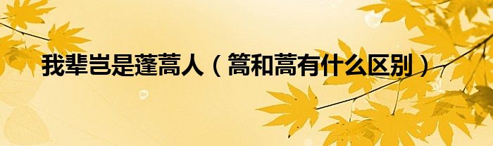 我辈岂是蓬蒿人（篙和蒿有什么区别）