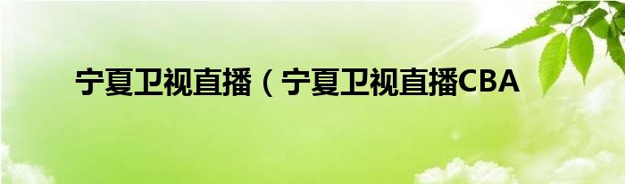 宁夏卫视直播（宁夏卫视直播CBA
