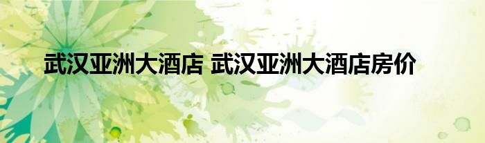 武汉亚洲大酒店 武汉亚洲大酒店房价