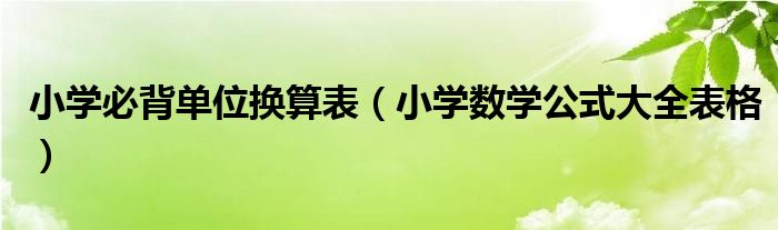 小学必背单位换算表（小学数学公式大全表格）