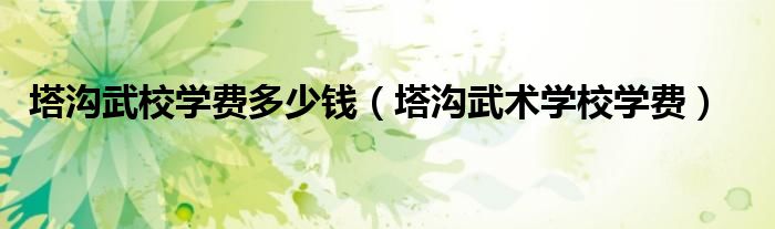 塔沟武校学费多少钱（塔沟武术学校学费）