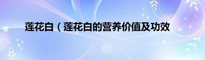 莲花白（莲花白的营养价值及功效
