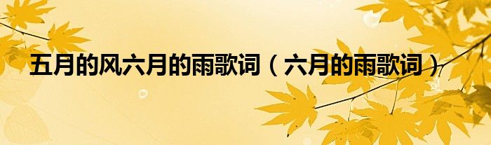 五月的风六月的雨歌词（六月的雨歌词）