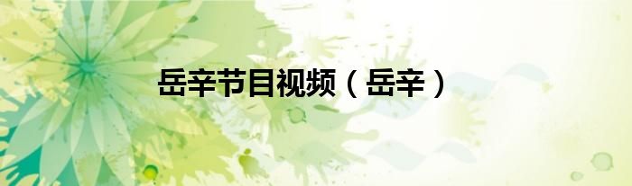 岳辛节目视频（岳辛）