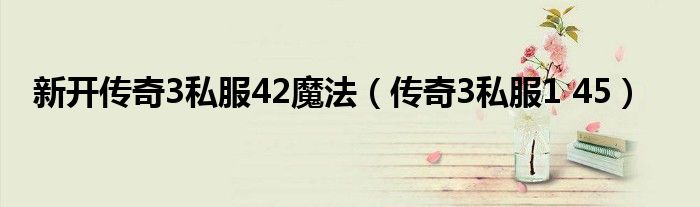 新开传奇3私服42魔法（传奇3私服1 45）