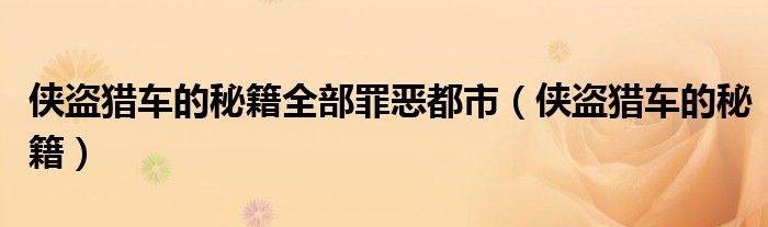 侠盗猎车的秘籍全部罪恶都市（侠盗猎车的秘籍）