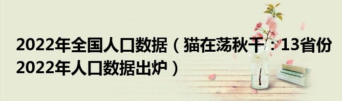 2022年全国人口数据（猫在荡秋千：13省份2022年人口数据出炉）