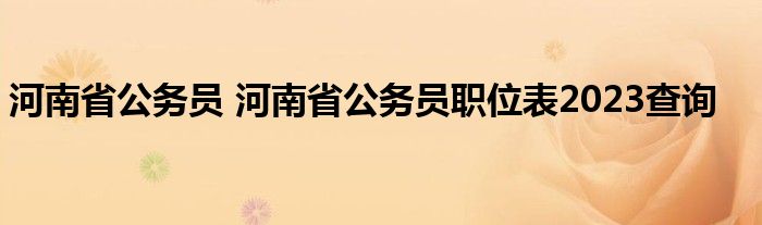河南省公务员 河南省公务员职位表2023查询