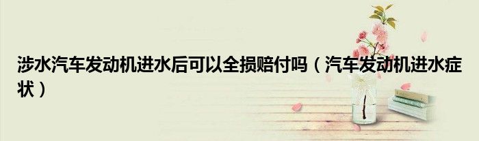 涉水汽车发动机进水后可以全损赔付吗（汽车发动机进水症状）