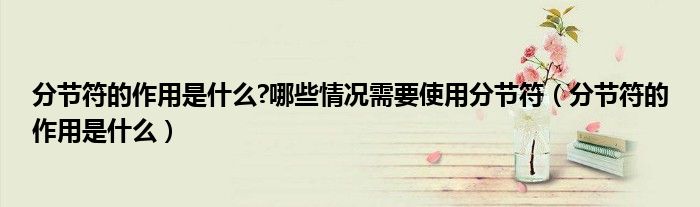 分节符的作用是什么?哪些情况需要使用分节符（分节符的作用是什么）