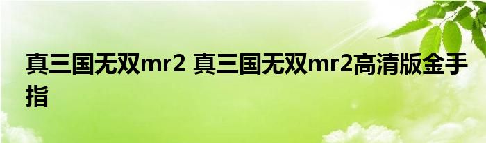 真三国无双mr2 真三国无双mr2高清版金手指
