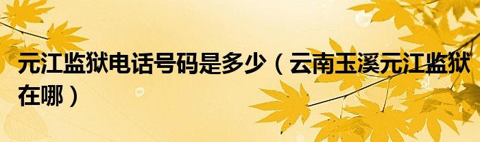 元江监狱电话号码是多少（云南玉溪元江监狱在哪）