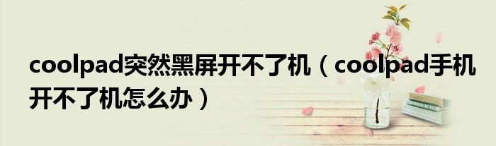 coolpad突然黑屏开不了机（coolpad手机开不了机怎么办）