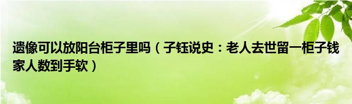 遗像可以放阳台柜子里吗（子钰说史：老人去世留一柜子钱家人数到手软）