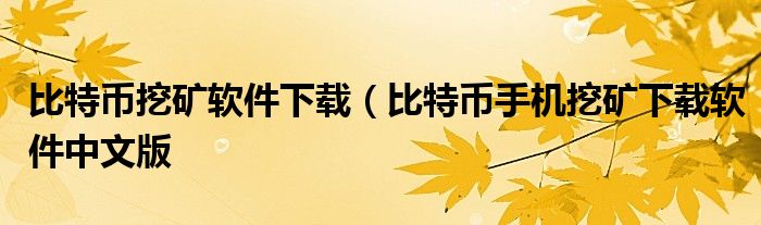 比特币挖矿软件下载（比特币手机挖矿下载软件中文版