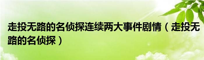 走投无路的名侦探连续两大事件剧情（走投无路的名侦探）