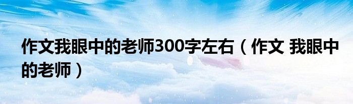 作文我眼中的老师300字左右（作文 我眼中的老师）