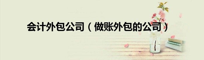 会计外包公司（做账外包的公司）