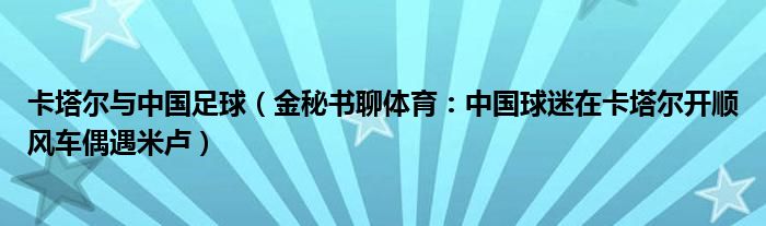 卡塔尔与中国足球（金秘书聊体育：中国球迷在卡塔尔开顺风车偶遇米卢）