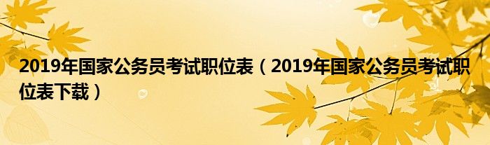 2019年国家公务员考试职位表（2019年国家公务员考试职位表下载）