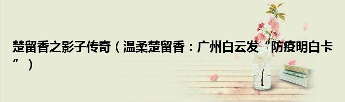 楚留香之影子传奇（温柔楚留香：广州白云发“防疫明白卡”）