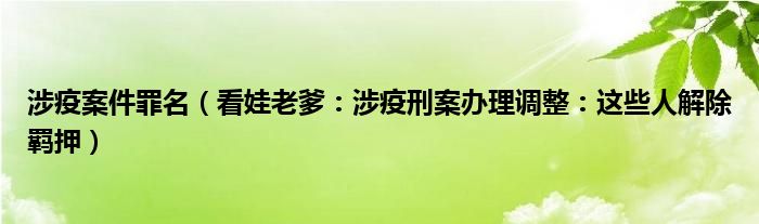涉疫案件罪名（看娃老爹：涉疫刑案办理调整：这些人解除羁押）