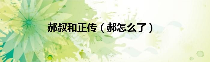 郝叔和正传（郝怎么了）