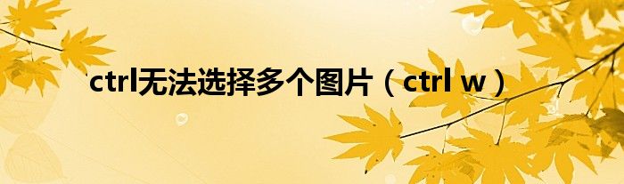 ctrl无法选择多个图片（ctrl w）