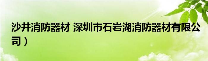 沙井消防器材 深圳市石岩湖消防器材有限公司）