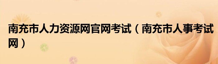 南充市人力资源网官网考试（南充市人事考试网）