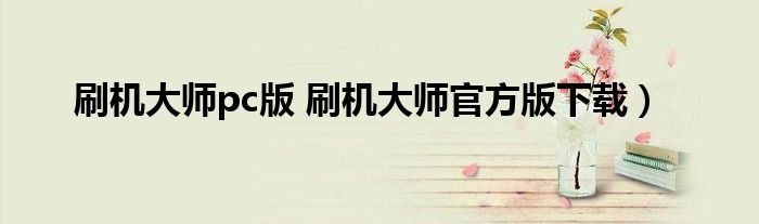 刷机大师pc版 刷机大师官方版下载）