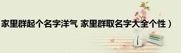 家里群起个名字洋气 家里群取名字大全个性）