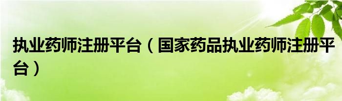 执业药师注册平台（国家药品执业药师注册平台）