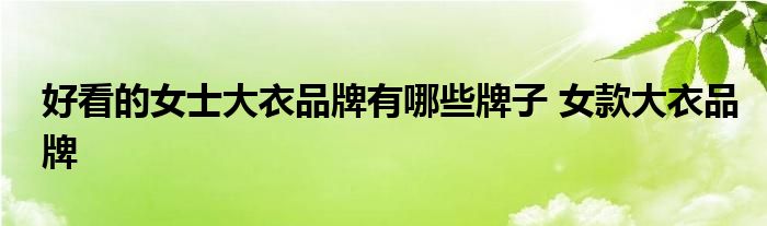 好看的女士大衣品牌有哪些牌子 女款大衣品牌