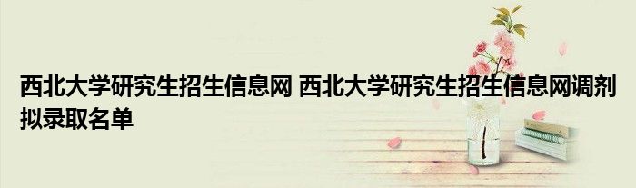 西北大学研究生招生信息网 西北大学研究生招生信息网调剂拟录取名单