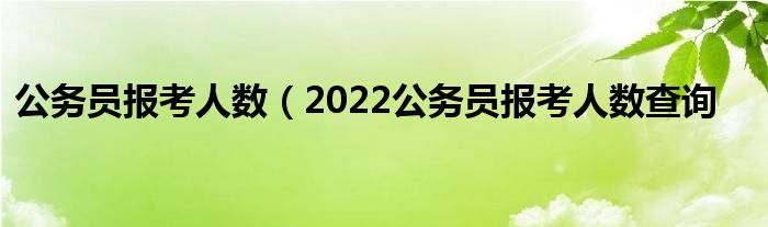 公务员报考人数（2022公务员报考人数查询