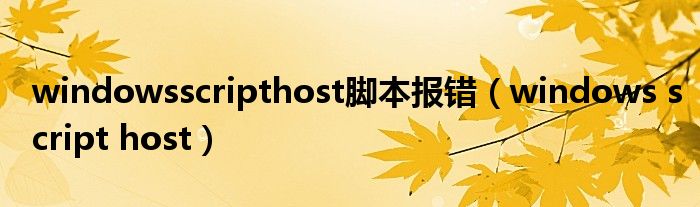 windowsscripthost脚本报错（windows script host）