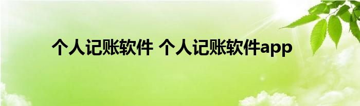 个人记账软件 个人记账软件app