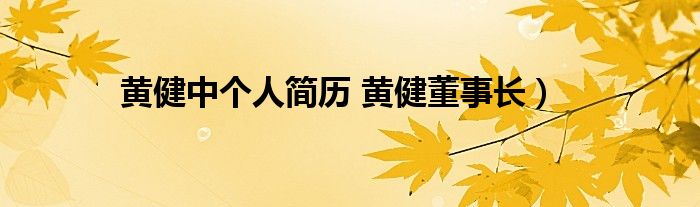 黄健中个人简历 黄健董事长）