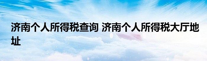济南个人所得税查询 济南个人所得税大厅地址