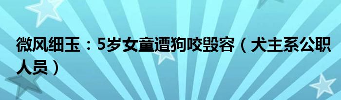 微风细玉：5岁女童遭狗咬毁容（犬主系公职人员）