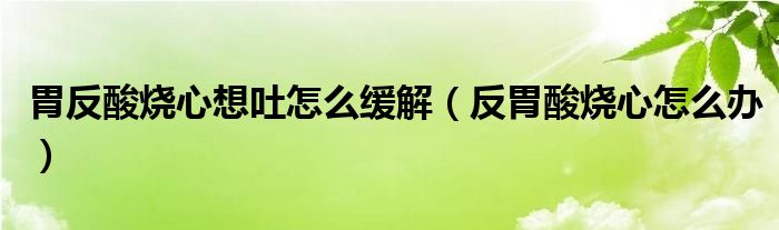 胃反酸烧心想吐怎么缓解（反胃酸烧心怎么办）