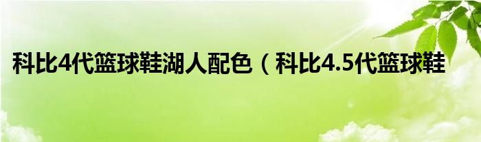 科比4代篮球鞋湖人配色（科比4.5代篮球鞋