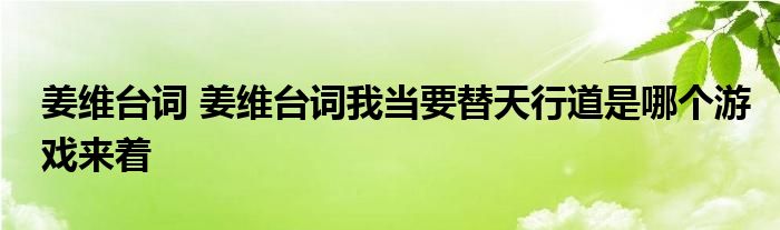 姜维台词 姜维台词我当要替天行道是哪个游戏来着
