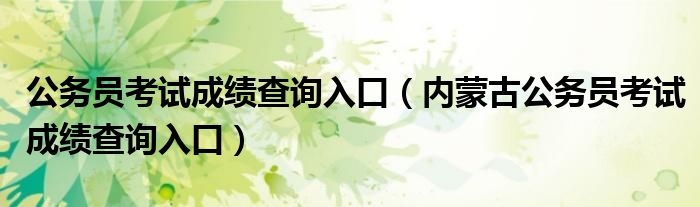 公务员考试成绩查询入口（内蒙古公务员考试成绩查询入口）