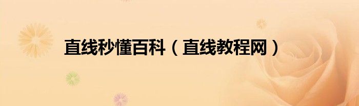 直线秒懂百科（直线教程网）