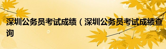 深圳公务员考试成绩（深圳公务员考试成绩查询
